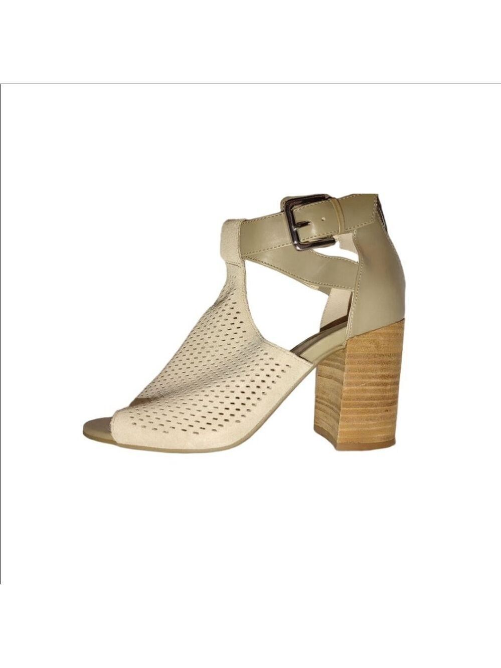 Marc Fisher Gabriel Perforated Leather Stacked Heel Size 7.5M